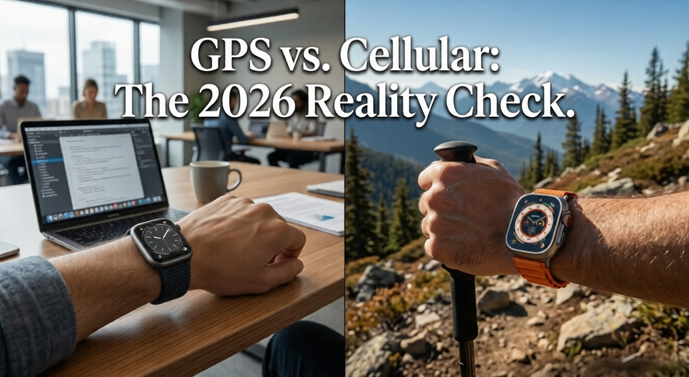 Side-by-side comparison of Apple Watch GPS and Cellular models in work and outdoor environments.