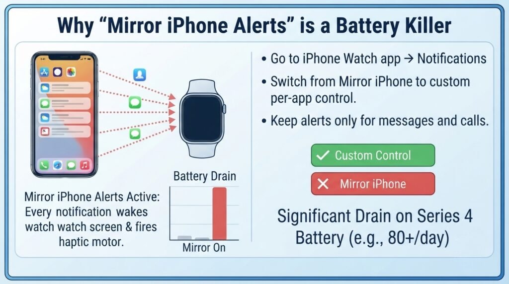 Why "Mirror iPhone Alerts" is a Battery Killer